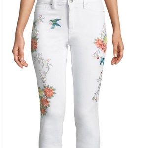Embroidered Nanette Lepore White Jeans